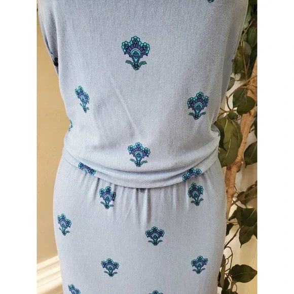 Cato Women's Blue Floral Rayon Square Neck Sleeveless Long Maxi Dress Size Large - Picture 3 of 10